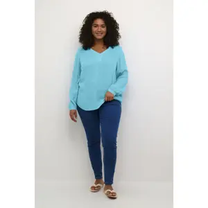 Blusa de manga comprida feminina KAFFE Curve Ami image-1
