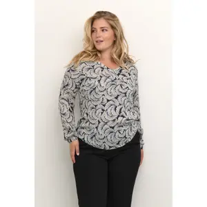 Bluza damska z dekoltem w serek KAFFE Curve Marina Ami image-3