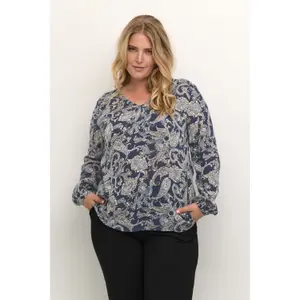 Langarm-Bluse Damen KAFFE Curve Ami image-2