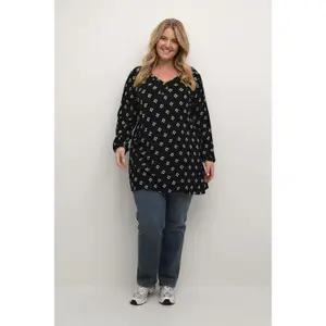 Printed long-sleeve top for women KAFFE Curve Ami image-1