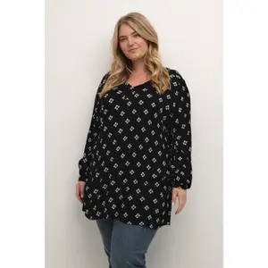 Printed long-sleeve top for women KAFFE Curve Ami image-2