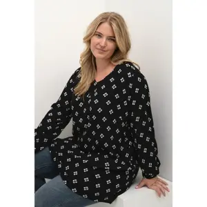 Printed long-sleeve top for women KAFFE Curve Ami image-5