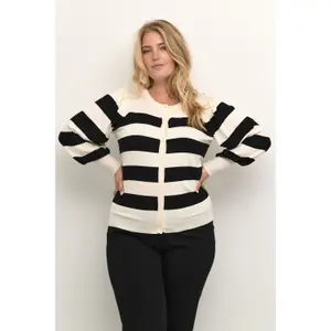 Dames cardigan met brede strepen KAFFE Curve Malan image-2