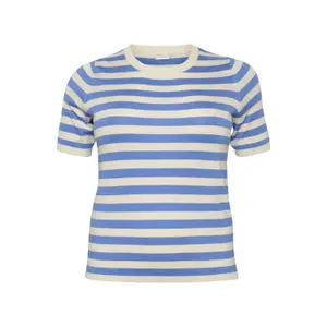 T-shirt de malha com listras largas para mulher KAFFE Curve Malia image-0