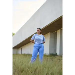 T-shirt de malha com listras largas para mulher KAFFE Curve Malia image-5