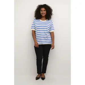 T-shirt de malha com listras largas para mulher KAFFE Curve Malia image-4