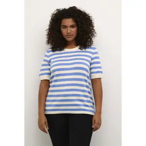 T-shirt de malha com listras largas para mulher KAFFE Curve Malia image-1