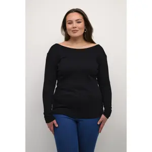 T-shirt de mulher KAFFE Curve Carina Oliva image-1
