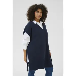 Wool poncho for women KAFFE Curve Annett image-1
