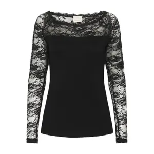 Lace boat neck t-shirt for women KAFFE image-0