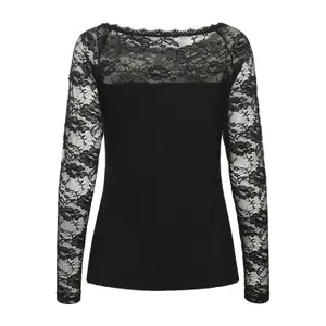 Lace boat neck t-shirt for women KAFFE image-3