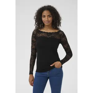 Lace boat neck t-shirt for women KAFFE image-2