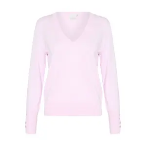 Pullover de malha com decote em V para mulher KAFFE Lizza image-0