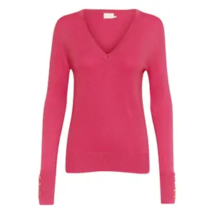 Pullover de malha com decote em V para mulher KAFFE Lizza image-0
