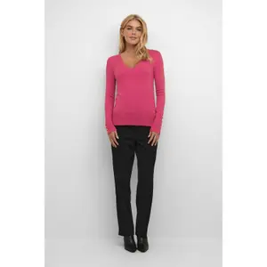 Pullover de malha com decote em V para mulher KAFFE Lizza image-1
