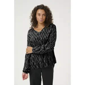 Blusa de manga longa estampada feminina KAFFE Amber image-5