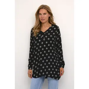 Tunica donna con maniche lunghe e scollo a V KAFFE Amber image-1
