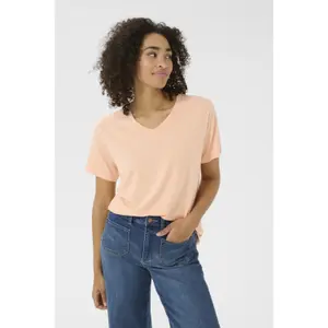 T-shirt com decote em V para mulher KAFFE Frida image-3