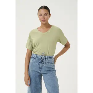 T-shirt com decote em V para mulher KAFFE Frida image-4