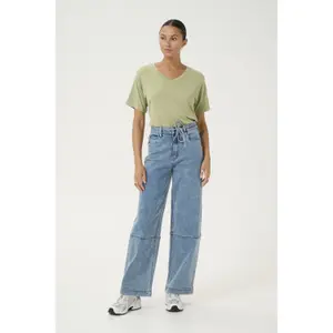 T-shirt com decote em V para mulher KAFFE Frida image-5