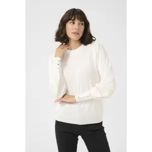 Jersey de punto con cuello redondo y botones para mujer KAFFE Lizza image-2