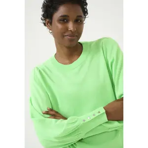 Jersey de punto con cuello redondo y botones para mujer KAFFE Lizza image-5