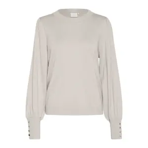 Jersey de punto con cuello redondo y botones para mujer KAFFE Lizza image-0