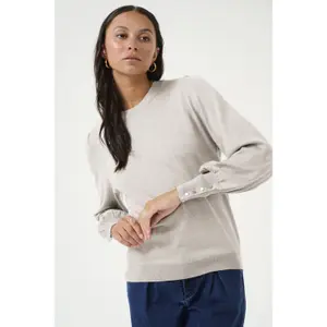 Jersey de punto con cuello redondo y botones para mujer KAFFE Lizza image-3