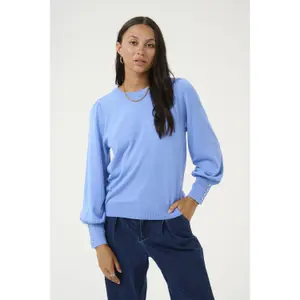 Jersey de punto con cuello redondo y botones para mujer KAFFE Lizza image-2