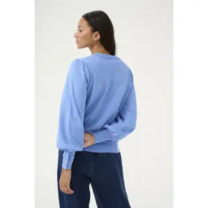 Jersey de punto con cuello redondo y botones para mujer KAFFE Lizza image-5