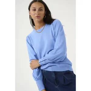 Jersey de punto con cuello redondo y botones para mujer KAFFE Lizza image-3