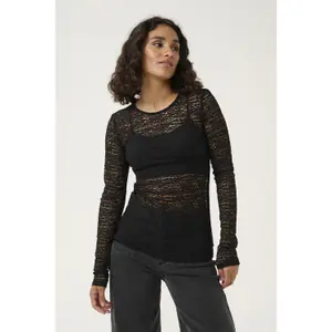 Camisola de renda de mangas longas para mulher KAFFE Linda image-2