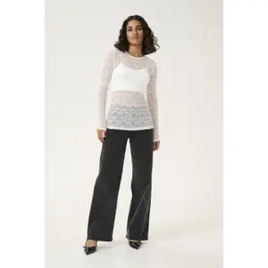 Camisola de renda de mangas longas para mulher KAFFE Linda image-1