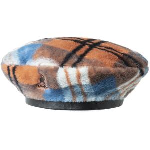 k4369-fo789-fake-fur-beret-for-women-kangol-fiery-orange-plaid