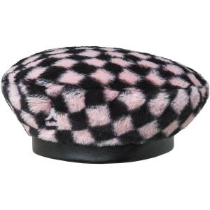 k4369-pc629-fake-fur-beret-for-women-kangol-pepto-check