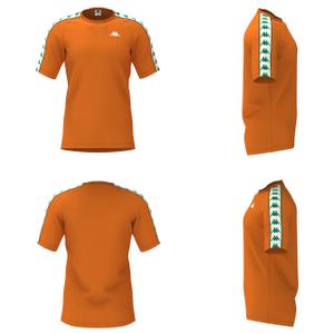 303uv10-o08-t-shirt-kappa-coen-slim-222-banda-arancione-verde-maglietta-bianco