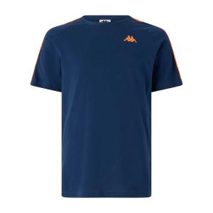 303uv10-o0l-t-shirt-kappa-coen-slim-222-banda-blu-scuro-arancione