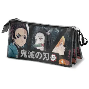 Children's triple Pencil case Karactermania Demon Slayer Kimetsu No Yaiba image-0