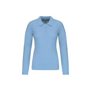 Polo de piqué de manga larga para mujer Kariban image-0