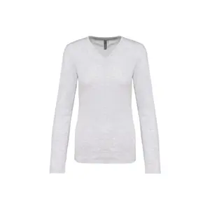 T-Shirt mit V-Ausschnitt und langen Ärmeln, Damen Kariban image-0