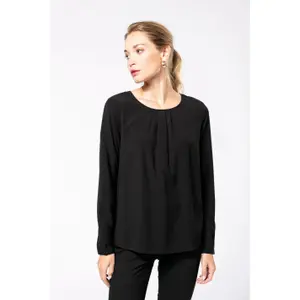 Women's long-sleeved crepe blouse Kariban image-0