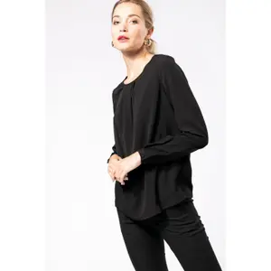 Women's long-sleeved crepe blouse Kariban image-1