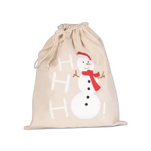 Cotton drawstring bag with snowman motif Kariban image-0