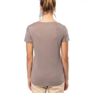 T-Shirt mit V-Ausschnitt und Ärmeln, Damen Kariban Lyocell Tencel™ image-4