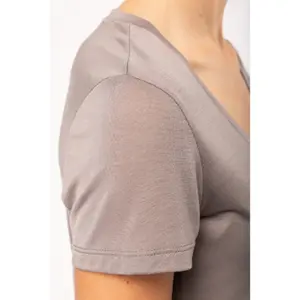 T-Shirt mit V-Ausschnitt und Ärmeln, Damen Kariban Lyocell Tencel™ image-6