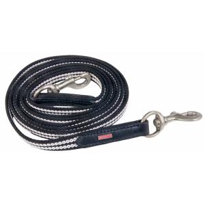 k381-blw-chr-langer-zugel-fur-pferde-aus-geflochtenem-gummi-karlslund-black-white-chrome-250-cm