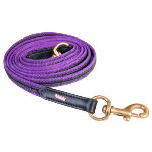 k381-pur-bra-langer-zugel-fur-pferde-aus-geflochtenem-gummi-karlslund-purple-brass-250-cm