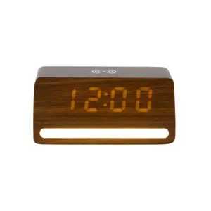 LED Clock with Wooden Veneer Karlsson Retro image-1