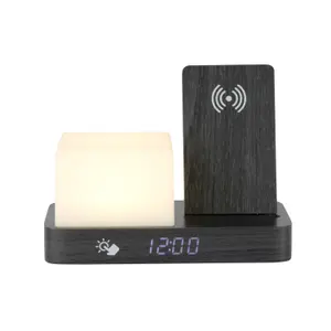 LED Night Light Clock, Wood Veneer Karlsson Retro image-1