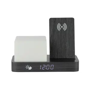 LED Night Light Clock, Wood Veneer Karlsson Retro image-2
